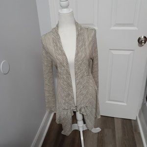 MiracleBody Women Green and White Striped Cardigan Long Sleeved Size Large.